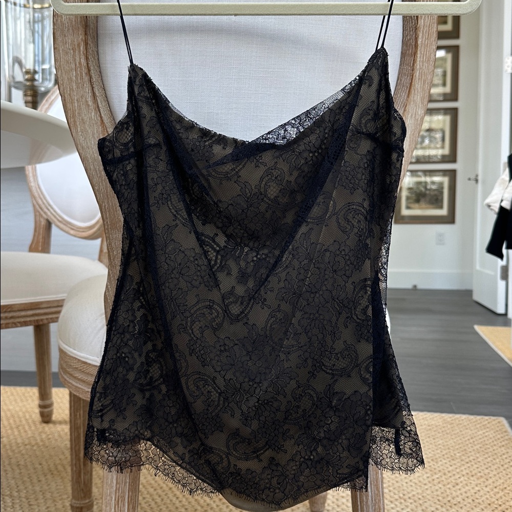 Vintage Vera Wang Black and Tobacco Lace Camisole Size 4 ✨